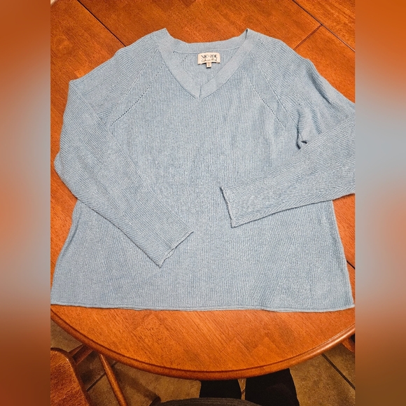 Blue V-Neck Sweater - Picture 4 of 15
